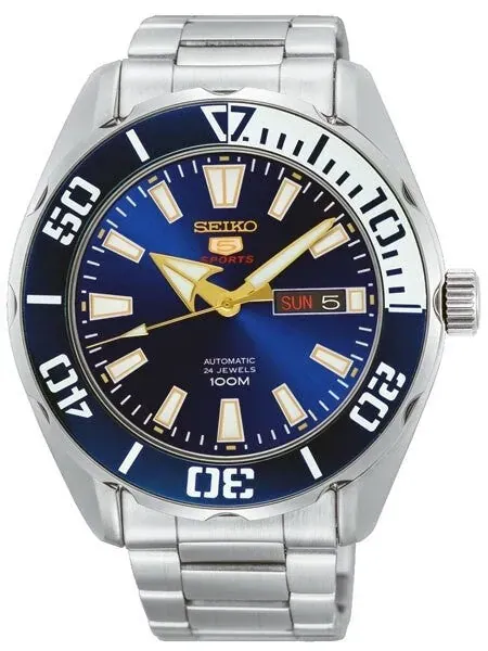 Scratch and Dent - Seiko 5 Sports Automatic 24-Jewel Watch with Blue Dial and SS Bracelet #SRPC51K1