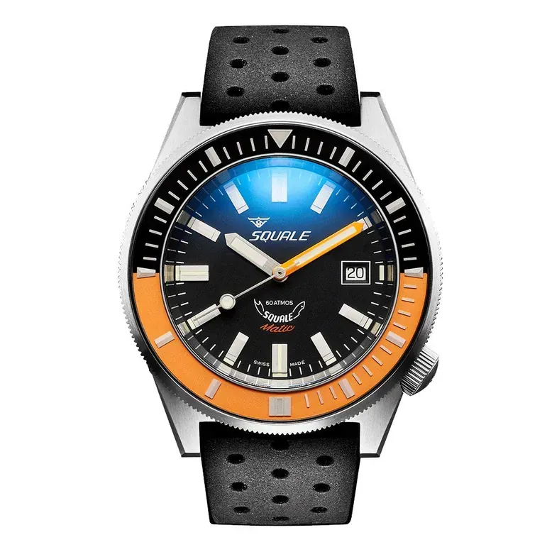 Squale Matic 600 meter Swiss Automatic Dive watch with Black Dial and Black-Orange Bezel #Matic-Black-OJ
