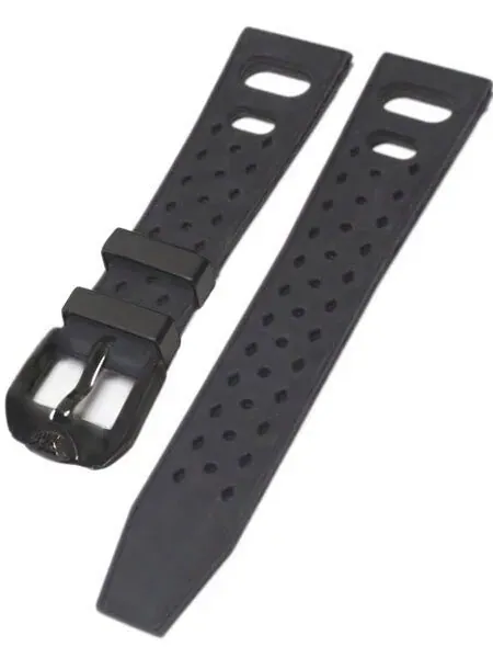 Squale Matic 22mm Black Tropic Rubber Dive Watch Strap #Matic-Trop-Black-PVD