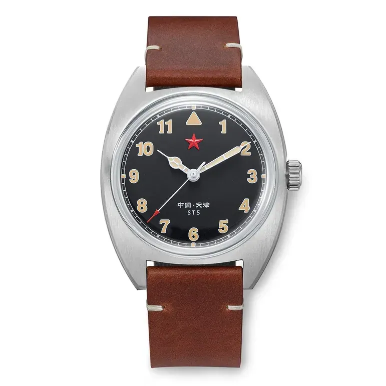 Red Star Historic Watch with ST5 Mechanical Movement and Brown Strap #8608-BR