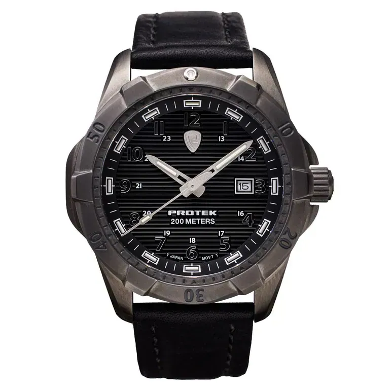 Protek Steel Tritium Dive Watch 2000 Series with Gun Metal Case and Black Dial #PT2002