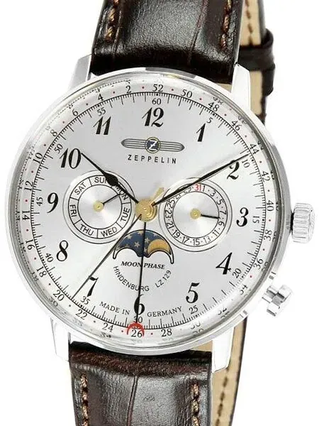 Scratch and Dent - Graf Zeppelin Hindenburg Swiss Quartz Moonphase Calendar Watch #7036-1 3