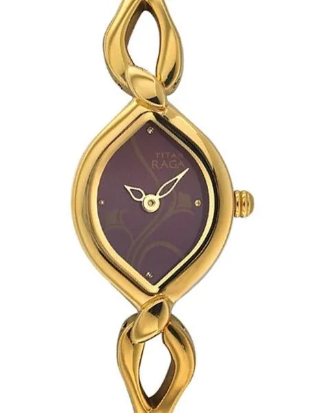 Titan Ladies Raga Jewelry Inspired Gold-Tone Quartz Watch with Bracelet #2455YM02