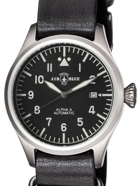 Air Blue Alpha-A Automatic Pilot Watch with 41mm Case, Sapphire Crystal #ALPHAASS41