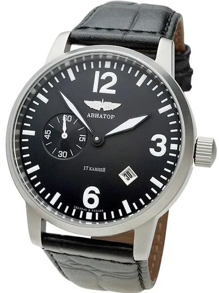 Aviator 45mm Mechanical, Hand Wind Watch with Easy to Read Black Dial