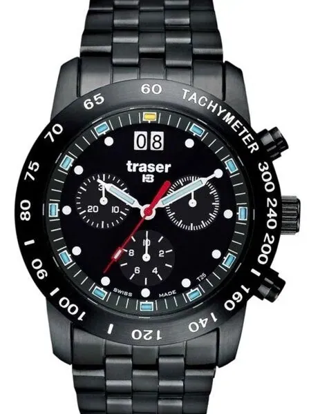 Traser Big Date, Chronograph Watch with Black PVD Case T4004.357.37.01