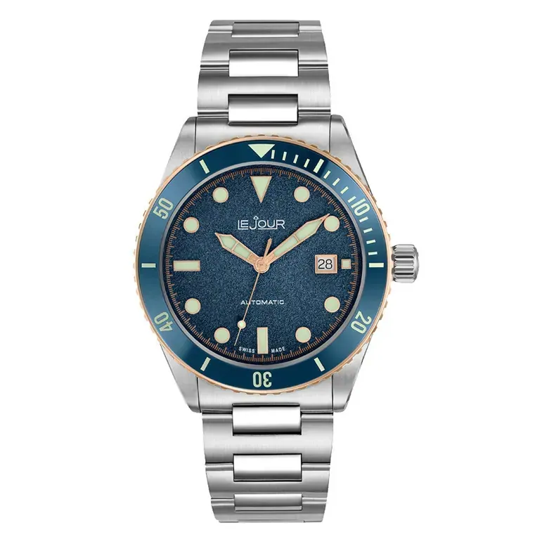 Le Jour Seacolt Automatic Swiss Dive Watch with Blue Textured Dial #LJ-SCD-002