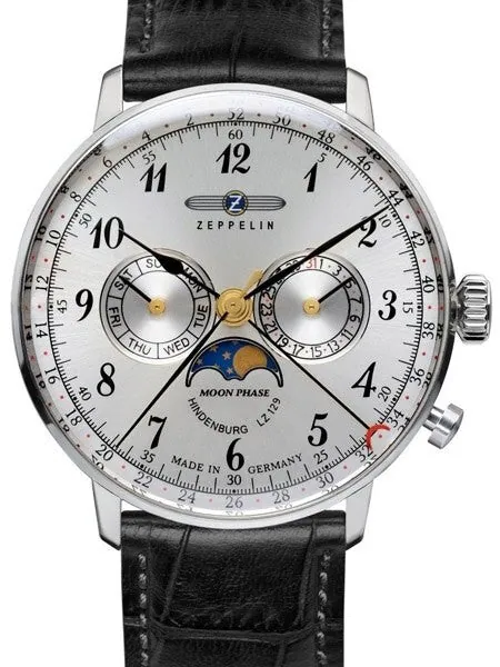 Graf Zeppelin Hindenburg Swiss Quartz Moonphase Calendar Watch #7036-1