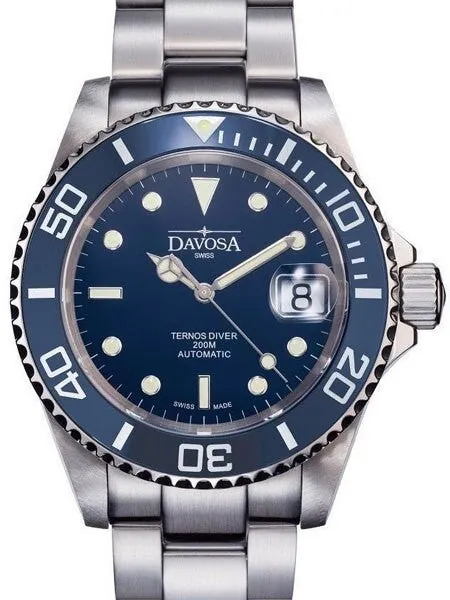 Davosa Ternos Swiss Automatic 200 Meter Dive Watch with Blue Dial #16155540