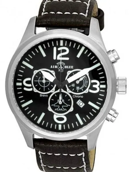 Air Blue Bravo Cockpit Chronograph Pilot Watch with 44mm Case, Sapphire Crystal #BRAVOCHRONOSSCOCKPIT