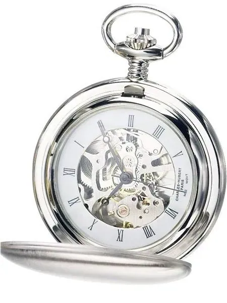 Charles-Hubert Mechanical Silver Tone Pocket Watch with 42mm Case #3594