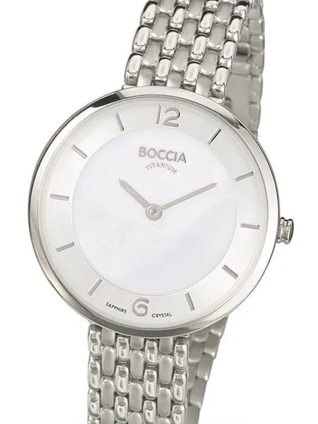 Boccia Ladies Quartz Watch with MOP Dial, Titanium Case and Matching Bracelet #3244-05
