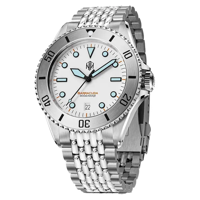 NTH Polar White Hi-Beat Automatic Dive Watch with Date #WW-NTH-BPWDB