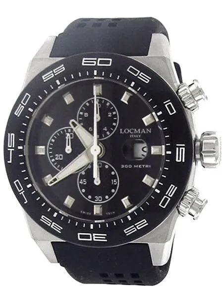 Locman Stealth 300 Meter Quartz Chronograph Watch with 46mm Case #217BKSTBKR