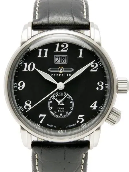 Graf Zeppelin German Made Dual Time, Big Date Watch with Two Crowns. #7644-2
