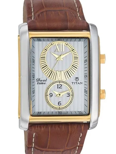 Titan Two-tone, Dual-Time Dress Watch with Precision Quartz Movement  #9309BL01