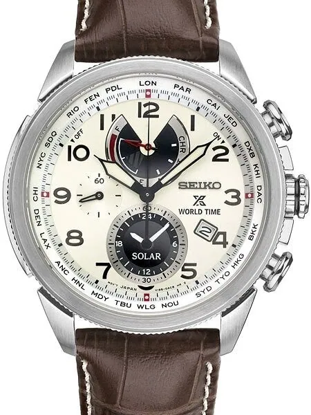 Seiko Solar World Timer, Chronograph, Alarm with Sapphire Crystal #SSC509