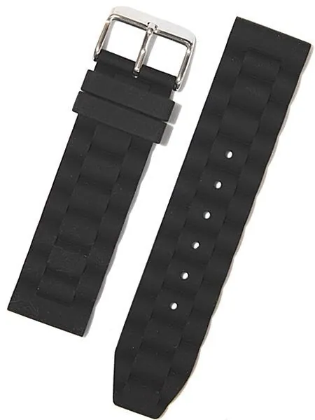 Toscana Black Silicone Rubber Dive Watch Band with Silver Buckle RUB-31-30