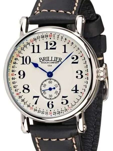 Brillier 43mm Americana Chapter 2 Railroad Swiss Quartz Watch with Calfskin Leather Strap #BR-06