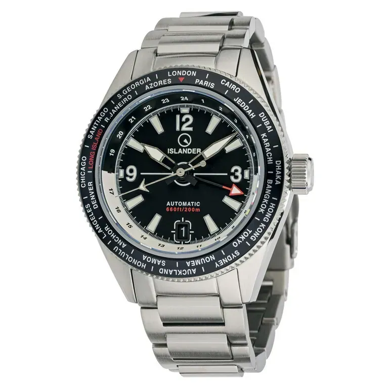 Islander Calabro GMT World Time Watch with Black Dial #ISL-240