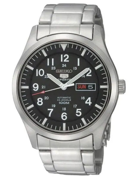 SCRATCH AND DENT - Seiko Military Black Dial Automatic Watch with 40mm Case, and SS Bracelet  #SNZG13K1