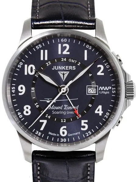 Junkers Mountain Wave Project 40mm Quartz GMT Dual Time Watch #6844-3