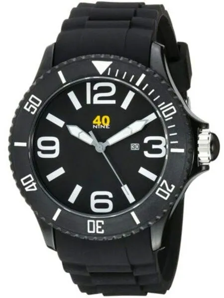 40Nine Black Plastic 41.5mm Case with Black Silicone Rubber Strap #40NINE03-BLACK3