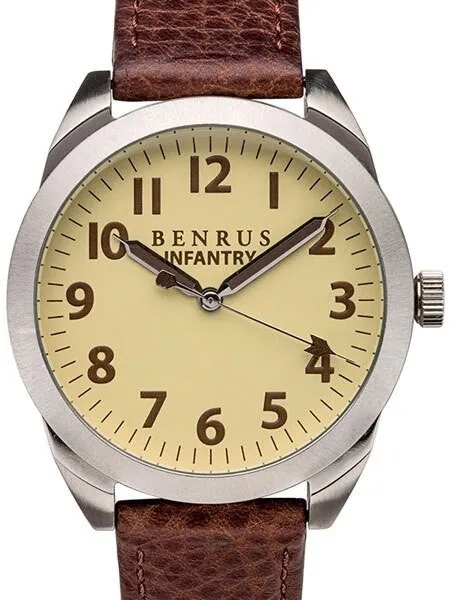 BENRUS 41mm Stainless Steel, Military-Inspired Quartz Infantry Watch #BR021D