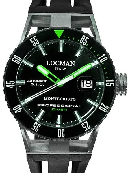Locman Montecristo 200 Meter Automatic Dive Watch with 44mm Black PVD and Titanium Case #513BKGRPVBK
