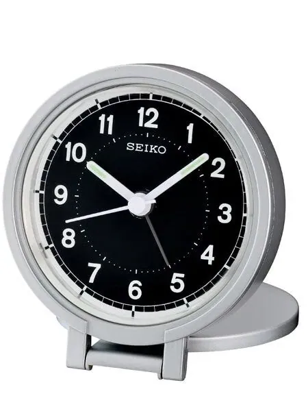 Seiko Travel Alarm Clock with Snooze, Dial Light and Fold-Out Stand #QHT011ALH