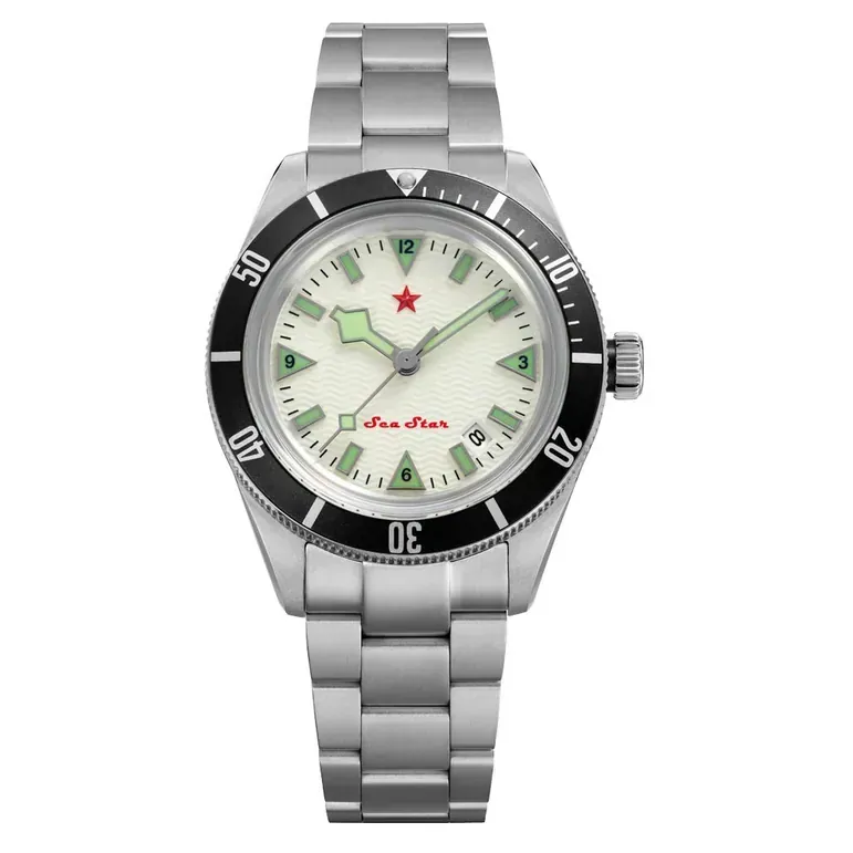Red Star SEA STAR Watch with Full Lume Dial and Black Bezel #7074G-F