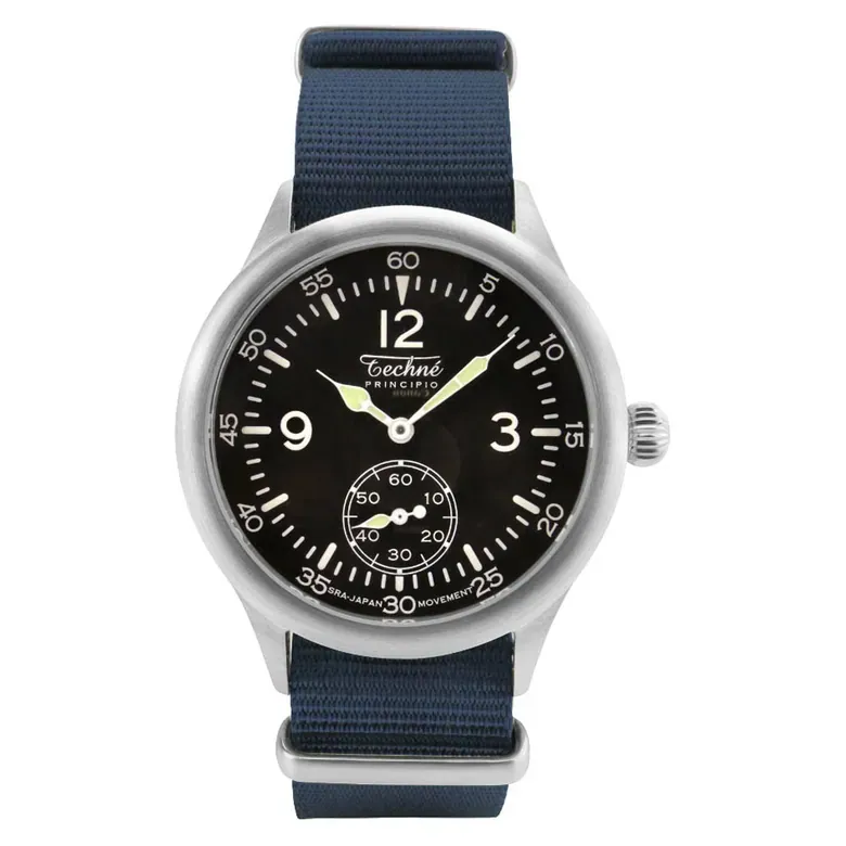 Techne 39.5mm Merlin Quartz Aviator Watch with Navy Blue Strap #246.026
