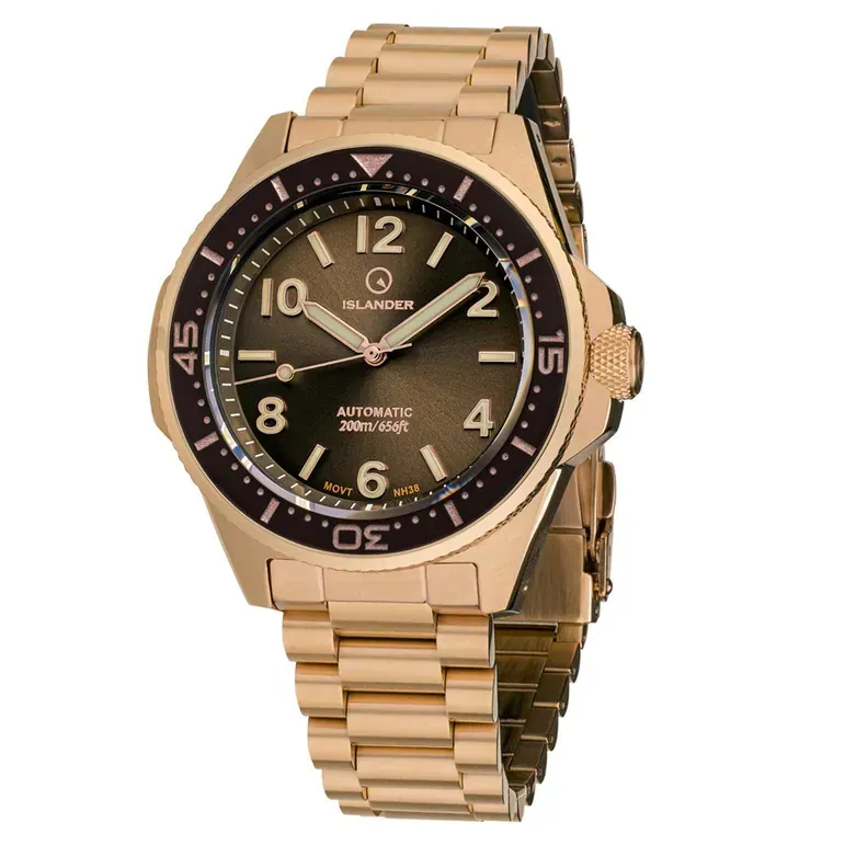 Islander Roslyn Rose Gold Dive Watch with Chocolate Brown Dial #ISL-169