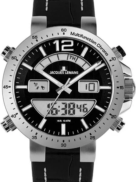 Jacques Lemans Milano 46MM Analog-Digital Chronograph Alarm Watch #1-1713A