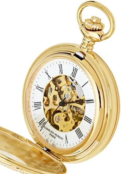 Charles-Hubert Mechanical Gold Tone Pocket Watch #3536