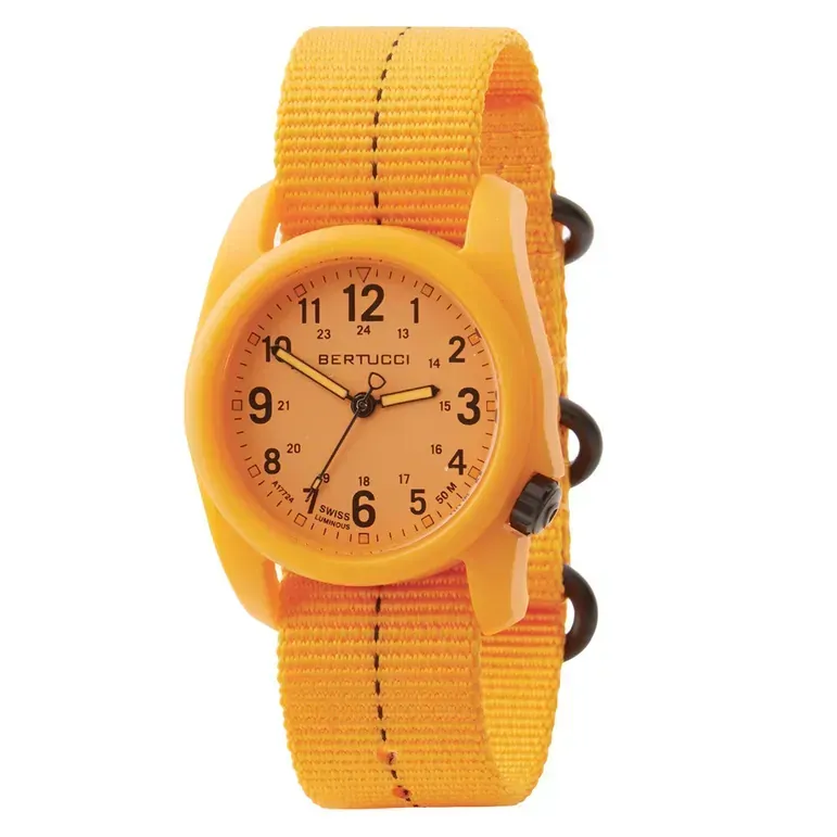 Bertucci DX3 Field Watch with Lume Case and Tangerine Dial #11135