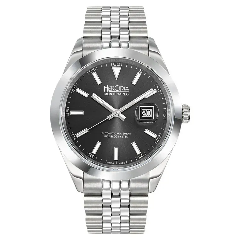 Herodia Monte Carlo Swiss Watch with Matte Black Dial #HMONSDEBK.AC