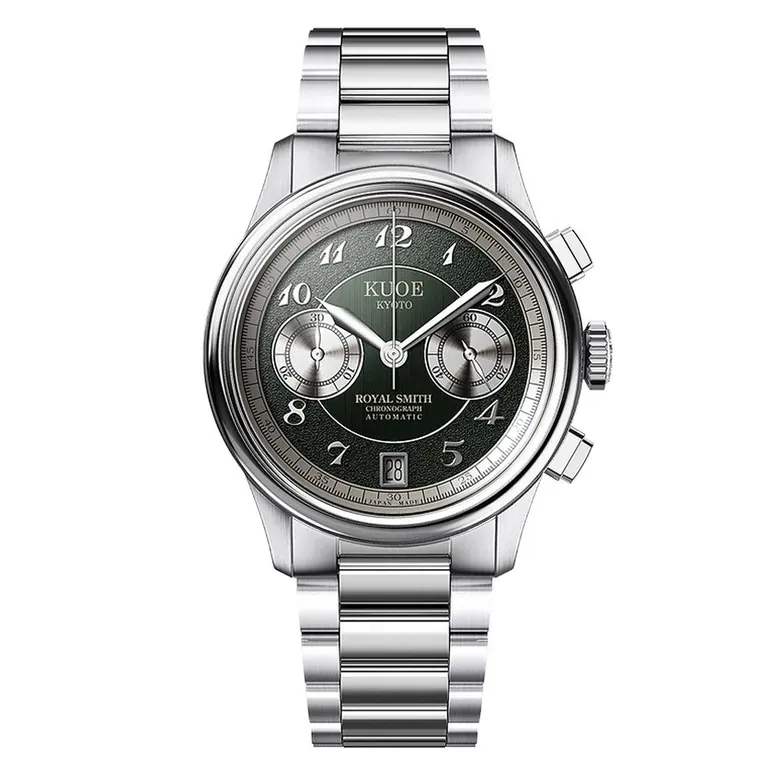 KUOE ROYAL SMITH 90-012 Automatic Chronograph with Green Dial #RS90012-GR-FLAT