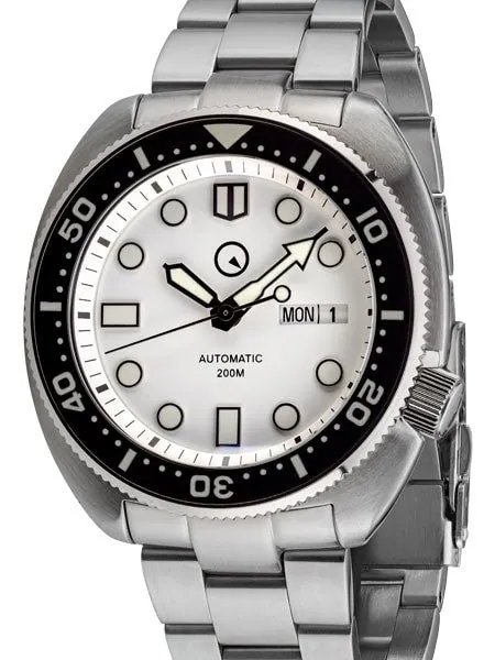 Islander White Dial Automatic Dive Watch with AR Double Dome Sapphire Crystal, and Luminous Ceramic Bezel Insert #ISL-29
