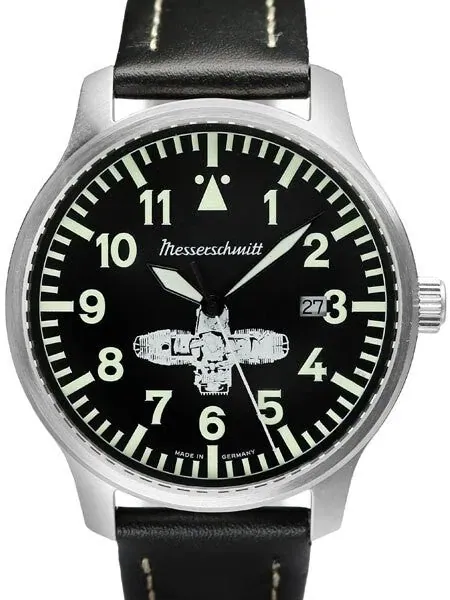 Messerschmitt Fliegeruhr Watch with Leather Strap #ME-Boxer3