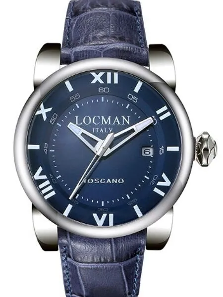 Locman Toscano Collection 100 Meter Automatic Watch with 42mm Stainless Steel Case #0590V05-00BLPSB
