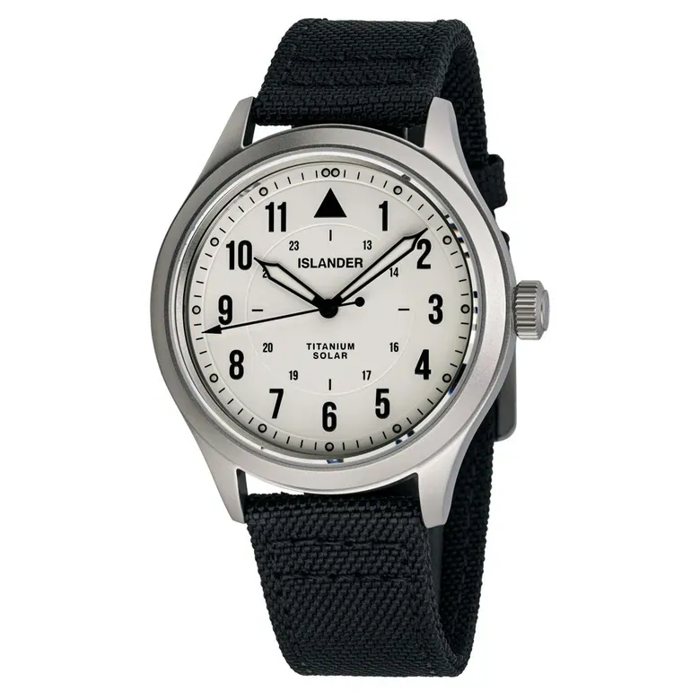 Islander Babylon HV1000 Titanium Solar Field Watch with White Dial #ISL-332