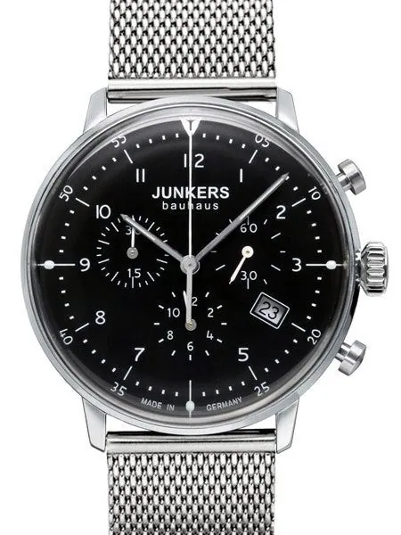 Junkers Bauhaus Swiss Quartz Chronograph with Domed Hesalite Crystal #6086M-2