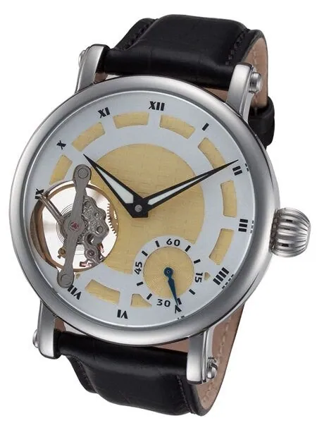 Rougois Open-Heart, Mechanical Hand Wind Watch with Luminous Black Hands RSL33-BLK