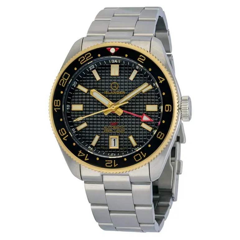 Islander Automatic GMT Dive Watch with Black Waffle Dial #ISL-213
