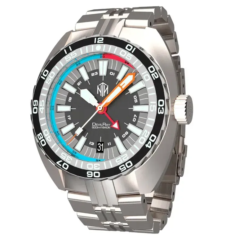 NTH DevilRay 500-Meter Automatic Dive Watch with Black Dial and GMT Function #WW-NTH-DRKG