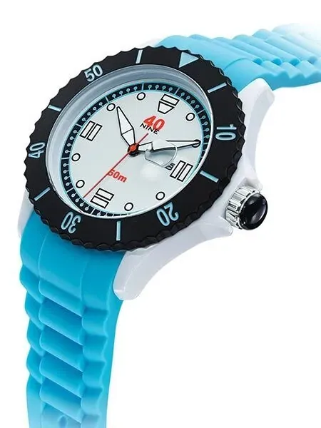 40Nine White Plastic 45mm Case with Blue Silicone Rubber Strap #40NINE02-BLUE40
