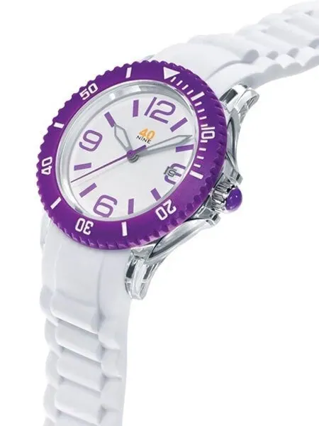 40Nine Clear Plastic 41.5mm Case with White Silicone Rubber Strap #40NINE03-PURPLE3
