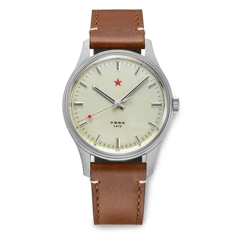 Red Star 3-Hand Dress Watch with Cream Dial and Mechanical Movement #8598-C