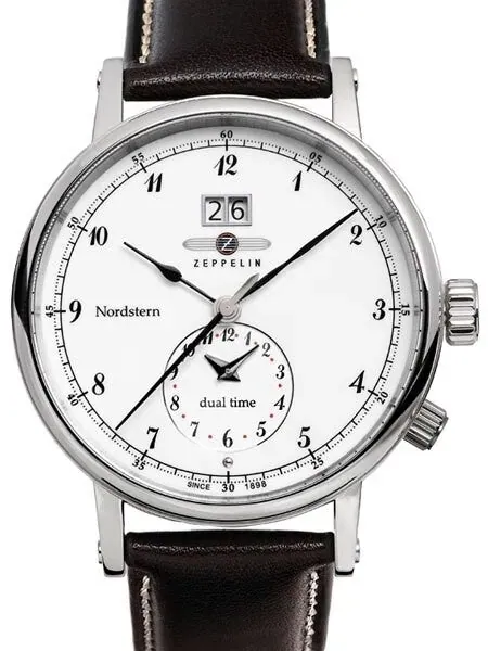 Scratch and Dent - Graf Zeppelin NORDSTERN series, Dual Time Big Date Watch, White Dial #7540-1